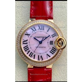 Ballon De Cartier Swiss Automatic 1:1 Mirror Quality 33MM in Rose Gold Pink Pearl Dial