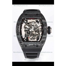 Richard Mille RM055 Black Carbon Casing 1:1 Mirror Replica Watch in Black Strap