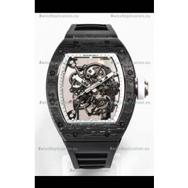 Richard Mille RM055 Black Carbon Casing 1:1 Mirror Replica Watch in Black Strap