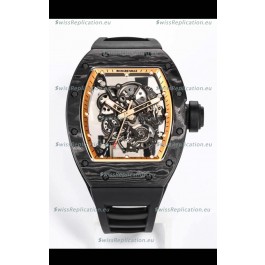 Richard Mille RM055 Black Carbon Casing 1:1 Mirror Replica Watch in Black Strap