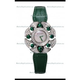 Bvlgari Divas's Dream Edition Watch in Steel Casing - Diamonds Paved Bezel Swiss Replica