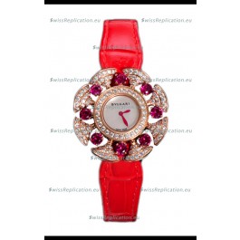 Bvlgari Divas's Dream Edition Watch in Rose Gold Casing - Diamonds Paved Dial Swiss Replica
