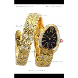 Bvlgari Serpenti Edition Yellow Gold Casing Black Dial Watch in 1:1 Mirror Quality