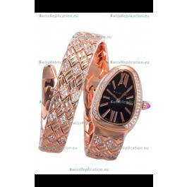 Bvlgari Serpenti Edition Rose Gold Casing Black Dial Watch in 1:1 Mirror Quality