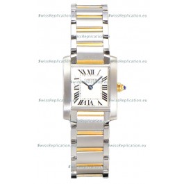 Cartier Tank Francaise Yellow Gold Two Tone Swiss Quartz Replica Watch 25.70MM