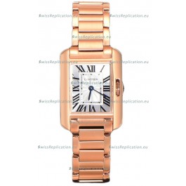 Cartier Tank Anglaise Rose Gold Watch in Steel Strap Swiss Quartz Watch 30MM