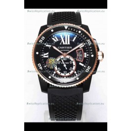 Calibre De Cartier Watch 42MM Blue Dial PVD Coated Case - 1:1 Mirror Replica Watch