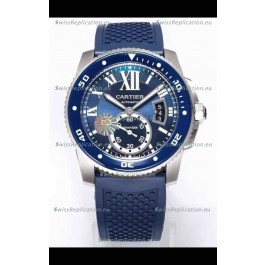Calibre De Cartier Watch 42MM Blue Dial Steel Case - 1:1 Mirror Replica Watch