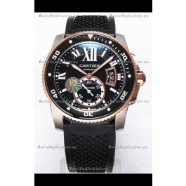 Calibre De Cartier Watch 42MM Black Dial Two Tone Steel Case - 1:1 Mirror Replica Watch