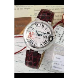 Ballon De Cartier Swiss Automatic 1:1 Mirror Quality Brown Strap 33MM in Steel Casing 