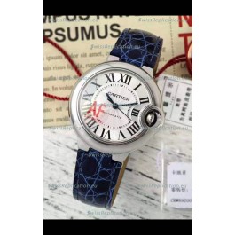 Ballon De Cartier Swiss Automatic 1:1 Mirror Quality Blue Strap 33MM in Steel Casing