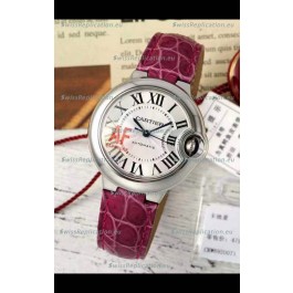 Ballon De Cartier Swiss Automatic 1:1 Mirror Quality Pink Strap 33MM in Steel Casing