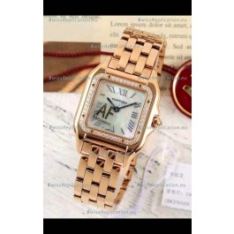 PANTHERE de Cartier Edition 27mm Pearl Dial 1:1 Mirror Swiss Watch Rose Gold Casing