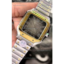 Cartier Santos De Cartier 904L Steel Brown Dial Two Tone 1:1 Mirror Replica - 40MM Stainless Steel Watch