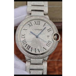 Ballon De Cartier Swiss Automatic Watch with Diamonds Embedded Dial and Casing - 42MM