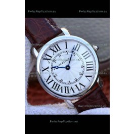 Ronde De Cartier Swiss Replica Watch - White dial in Leather Strap