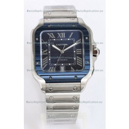 Santos De Cartier 1:1 Blue DLC Bezel Swiss Replica Watch 40MM