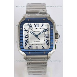 Santos De Cartier 1:1 Blue DLC Bezel Swiss Replica Watch 40MM