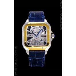 Cartier Santos DUMONT Skeleton Watch in Two Tone Bezel Swiss Replica Watch