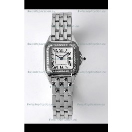 Cartier PANTHERE Edition 22MM 1:1 Mirror Quality Swiss Replica Watch in White Dial - Diamonds Bezel
