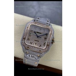 Cartier "Santos De Cartier" 904L Steel Diamonds Arabic Dial 1:1 Mirror Replica - 40MM - Genuine Diamonds