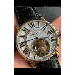 Rotonde De Cartier Flying Tourbillon Swiss Replica Watch in Rose Gold Super Clone Watch
