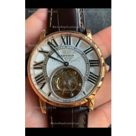 Rotonde De Cartier Flying Tourbillon Swiss Replica Watch in Yellow Gold Super Clone Watch