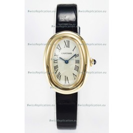 Cartier Baignoire Yellow Gold 1:1 Super Clone Swiss Replica Watch Black Strap