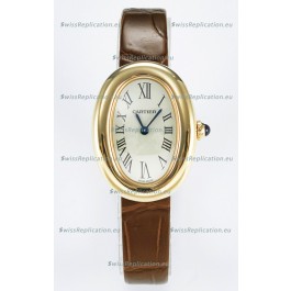 Cartier Baignoire Yellow Gold 1:1 Super Clone Swiss Replica Watch Brown Strap