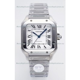 Cartier Santos De Cartier 904L Steel White Dial Super Clone Replica 35MM Watch 