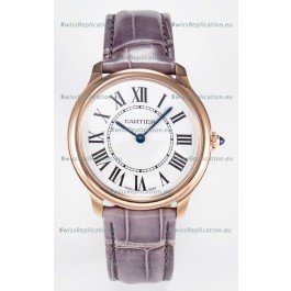 Ronde Louis Cartier Super Clone 36MM Rose Gold Watch in Swiss Quartz Movement