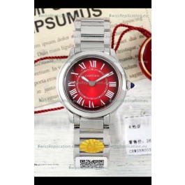 Cartier Ronde Must 29MM Swiss Quartz Red Dial 1:1 Mirror Swiss Replica Watch 