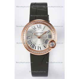 Ballon Blanc De Cartier Super Clone Watch 30MM in Rose Gold Casing Green Strap