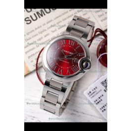 Ballon De Cartier Swiss Automatic Red Dial Mirror Quality 33MM in Stainless Steel 