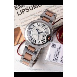 Ballon De Cartier Swiss Automatic White Dial Mirror Quality 33MM in Two Tone Casing