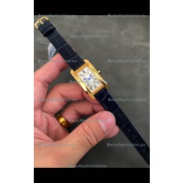 Cartier Tank Americaine Ladies Swiss Quartz Watch 1:1 Mirror Replica Yellow Gold Casing