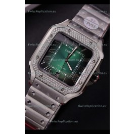 Cartier Santos De Cartier 904L Steel Green Dial Super Clone Replica 40MM Watch 