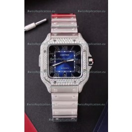 Cartier Santos De Cartier 904L Steel Blue Dial Super Clone Replica 40MM Watch 