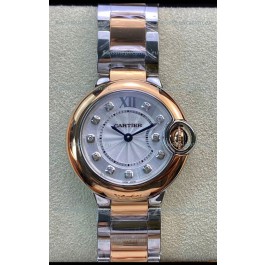 Ballon De Cartier Swiss Quartz 1:1 Mirror Quality 28MM in 2 Tone Rose Gold Casing