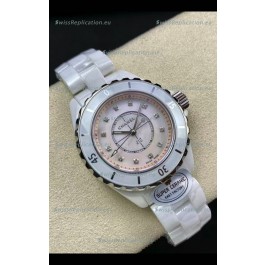 Chanel J12 Ladies White Ceramic Casing Pearl Dial Watch 1:1 Mirror Replica Watch