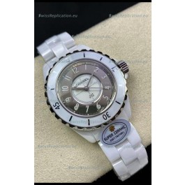 Chanel J12 Ladies White Ceramic Casing 2 Tone Dial Watch 1:1 Mirror Replica Watch