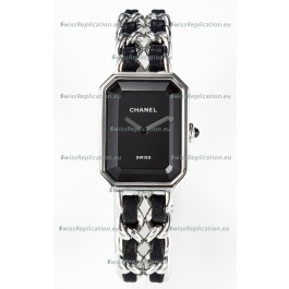 Chanel Premiere Iconic Chain Watch in Black & Steel Chains Swiss Quartz Watch