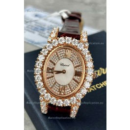 Chopard Super Clone L'Heure du Diamant Mossanites Yellow Gold Watch 34MM