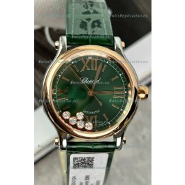 Chopard Super Clone Happy Sport Rose Gold Watch in Green Dial - Automatic Movement 36MM