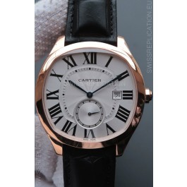 Drive De Cartier 1:1 Mirror Replica Watch in Rose Gold Plating - White Dial 