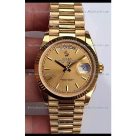 Rolex Day Date 36MM Yellow Gold M128238-0045 in Gold Dial 1:1 Mirror Replica Watch