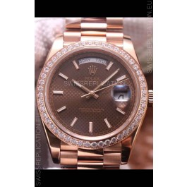 Rolex Day Date Presidential 904L Steel Rose Gold 40MM - Brown Dial 1:1 Mirror Quality Watch