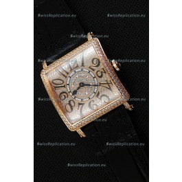 Franck Muller Master of Sqaure Ladies Quartz Replica Watch in Pink Gold Case