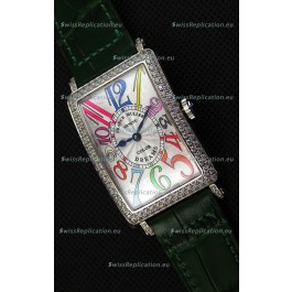 Franck Muller Long Island Color Dreams Ladies Swiss Replica Watch - Green Strap
