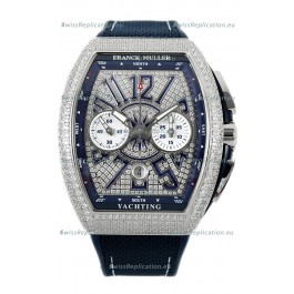 Franck Muller Vanguard V45 Chronograph 904L Steel Diamonds Embedded Dial Swiss Replica